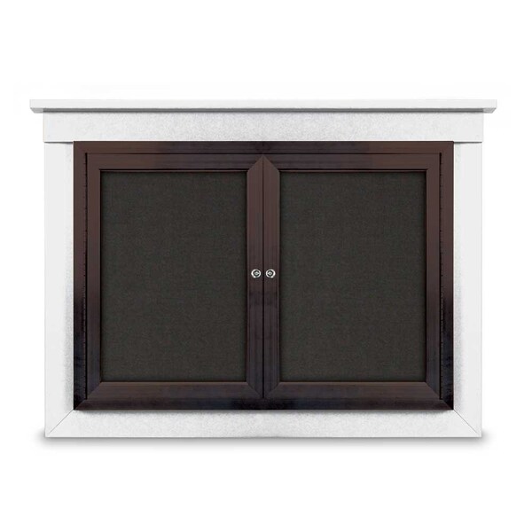 48"x36" 2-Door Enclosed Letterboard, Green Vinyl/Cherry